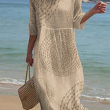 Vestido Casual Bordado para Mulher