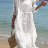 Vestido Casual Bordado para Mulher